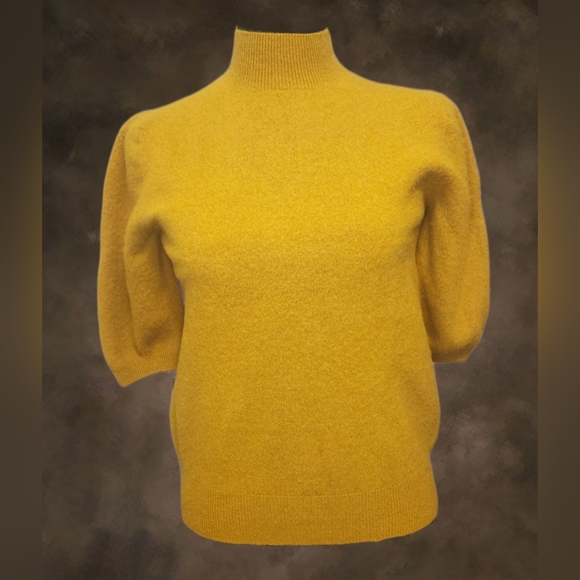 Liny Xin Gold Pure Merino Wool Mock Neck Sweater Size Medium (B29) - Picture 1 of 8